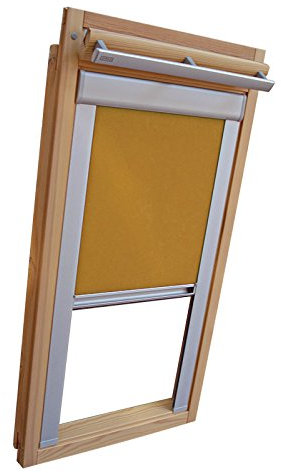 Verdunkelungsrollo Rollo für VELUX Dachfenster TYP GGL/GPL - 406 oder P06 - Farbe ocker - mit Aluminium Seitenschienen - KLICK Montage