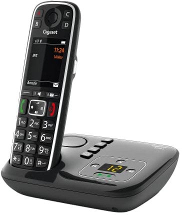 Gigaset E720A - Schnurloses Premium Senioren DECT-Telefon mit Anrufbeantworter - sprechende Wähltasten - Nummernansage & Namensansage - Anrufübertragung per Bluetooth, schwarz [Deutsche Version]