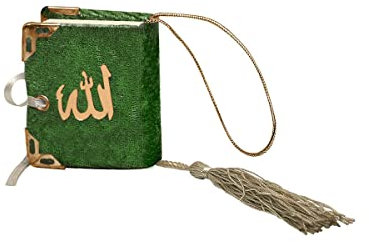 Islamische Auto Rückspiegel Anhänger Kleiner Koran Schutz Innenspiegel Auto Spiegel PKW Arabisch Dekor Geschenk (Grün)