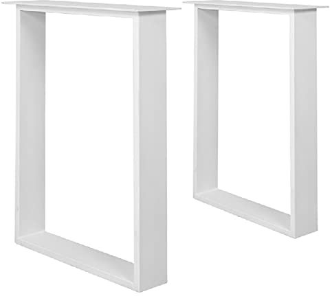Addecor Kit de 2 Pieds de Table Luisiana White en Acier Inoxydable l l 72x 8X 70 l Ensemble de Pieds pour Table Haute l Montage et Nettoyage Faciles l Couleur Blanc