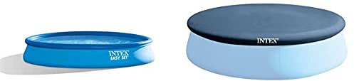 INTEX Kit piscine Easy Set autoportante 4,57 x 0,84 m & Bâche de Protection, 4,24 mètres, pour Piscine de 4,57m