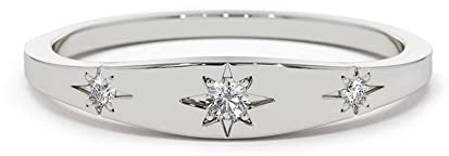 SISGEM 0,06 Karat Naturdiamant-Verlobungsring, 9 Karat massives Gold, 1/16 Karat Diamant, Drei-Steine-Trilogie-Ring für ihre Damen, Damen, Verlobungshochzeit