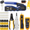 OKVNUO-TECH RJ45 Crimper Tool Pass Through Cat5 Cat5e Cat6 Crimping Tool with RJ45/RJ12 Connectors Network Crimp Cable Tester (Orange)