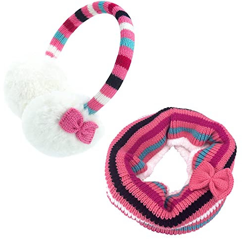 Gifts Treat Mädchen Gestrickt Ohrenschützer und Schal Set - Kinder Winter Warme Halswärmer für Mädchen Student, Einheitsgröße