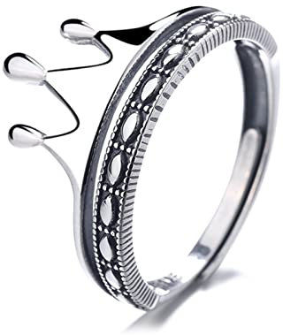 Skcess Ring Damen Sterlingsilber, Verstellbare Ringe Damenring Silber Krone Verlobungsringe