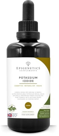 Potassium Iodide Supplements 100ml | 150mcg Iodine Liquid Per Drop (High Strength) | Premium UV Blocking Miron Violet Glass | Vegan Supplement UK Made | Over 20 Months Supply by Epigenetics