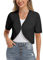 Totatuit Bolero Donna Cardigan Estivo Lavorato a Maglia Corto Coprispalle Primaverile Aperta Senza Bottoni Donna Elegante Moda Fit Elastico Cardigan da Party Autunno Nero XL