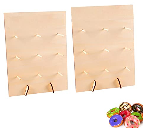 2 Stücke Holz Donutständer, 9 Donuts Wandhalterung Donuts Halter, Donuts Ständer, Gelten für Hochzeit Dekoration Geburtstagsfeier Babyparty