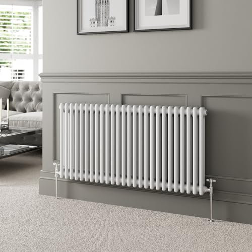 DuraTherm® 600 x 1190mm White Traditional Horizontal Designer Radiator Double Column Colosseum Cast Iron Style Central Heating Panel Radiators Rad
