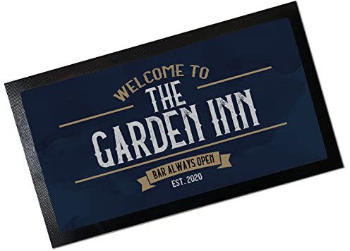 Home Bar Accessory Gift Set - Personalised Pub Design - Custom Name with Bar Mat, Bottle Opener and pack of 4 Coaster Option - Home Bar in a Box (Bar Mat)