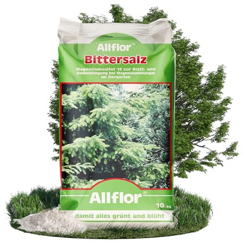 Allflor Bittersalz mit 16% Magnesium I 4 x 10 Kg I Bittersalz gegen Braunfärbung an Nadelbäumen und Hecken I Salzdünger für Blattgrünbildung I Zur Blatt- und Bodendüngung