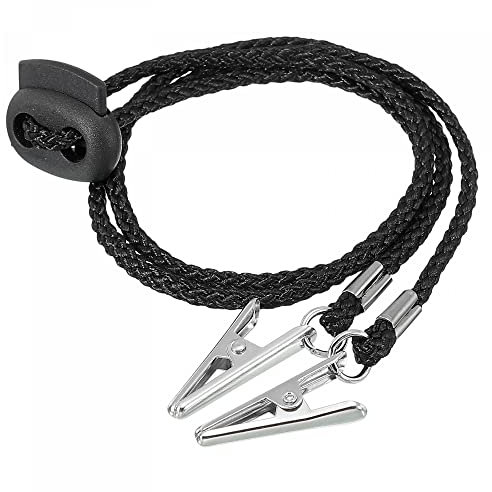 sourcing map Serviettenkette, 32,5 cm, Polyester, Halstuch, Lätzchenhalter, Kette, Sonnenhut, Band, Umhängeband mit verstellbaren Schnallenclips für Serviettenkappenbefestigung, Schwarz