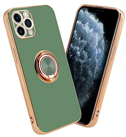 Cadorabo Hülle kompatibel mit Apple iPhone 11 PRO MAX Schutzhülle TPU Silikon Case mit Ring Design mit Kameraschutz Slim Kratzfest Gummi mit Rundumschutz Case Hülle für iPhone 11 PRO MAX in Grün