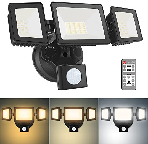 30W LED Strahler mit Bewegungsmelder 2400LM, Dimmbar IP65 Wasserdicht Aussenstrahler, 3000K Warmweiß-6500K Kaltweiß Auswählbar Flutlicht, Sicherheitslicht Außenlampe für Garage Garten Hof