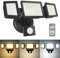 30W LED Security Lights with Motion Sensor, 2400LM Dimmable LED Floodlights Outdoor IP65 Waterproof, 3000K-6500K with Adjustable 3 Head, Remote Control Wall Mount Floodlights for Garden Porch Garage