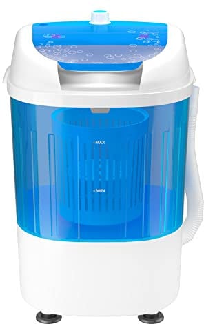 GYMAX Mini Lavatrice con Centrifuga Portatile, Lavatrici Semi-Automatico da Campeggio, Capacità 2 kg, Micro Lavatrice da Viaggio con Timer, Lavatrice a Vasca Singola, 37 x 35 x 51 cm