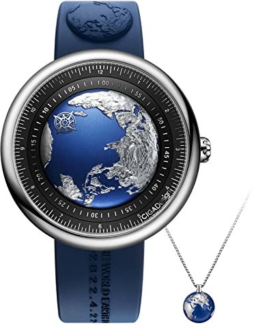 CIGA Design Automatik Uhr Herren - Blue Planet Tag der Erde Edition aus Recyceltem Titan U Serie Armbanduhr mit Armband aus Fluorkautschuk