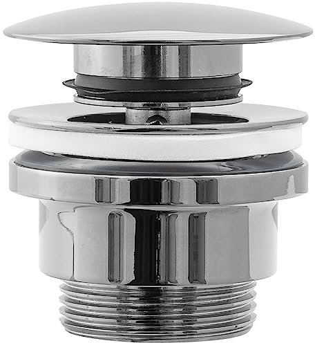 Rea UNIVERSAL Click-CLAC Chrome WASCHBECKEN-ABLAUF-Badezimmer-Waschbecken-Stopper mit Überlauf, Messing-Pop-up-Ablauf (Chrom)