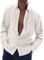 Halfword Linen Shirts Men Summer Casual Beach Shirts Long-Sleeve Cotton Button Down Tops Holiday Wedding White L
