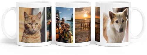 GOATINTHECOAT Personalised Mug Text Photo Printed Collage Design Logo Customised Gift Cup 11oz Various Options Mothers Fathers Day Coffee Cup Kitchenware. Personalised Photo Mug (4 Images)