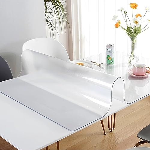 FLAVYO Protector de Mesa de PVC Transparente, Mantel Transparente Mate Antibacteriano Inodoro de 1,5mm de Espesor, Película Protectora de Plástico Fácil de Limpiar (80x120cm/31x47in)