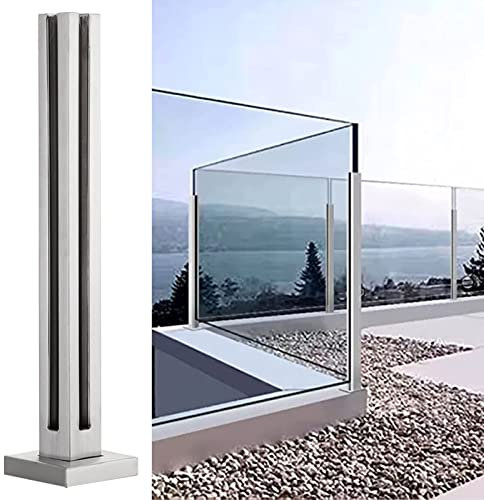 Ringhiera in Vetro Parapetto in Vetro Argentato per Ringhiera di Ponte/Patio/Scala/Corridoio, Kit Balaustra per Esterni in Acciaio Inox, Sistema di Supporto per Recinzione Verticale A Pavimento ( Colo