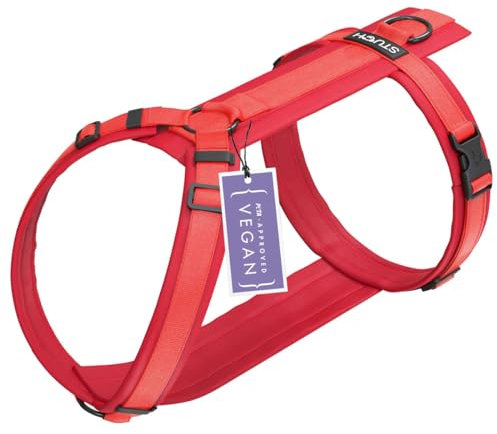 STUCH Hundegeschirr - verstellbares Nylon Geschirr - gepolstert - Für kleine, mittlere und große Hunde (Rot, M)