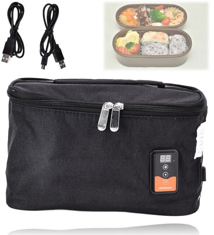 LenTLy Scaldavivande portatile a riscaldamento rapido, nero, quadrato, per viaggi, campeggio, interfaccia USB, controllo intelligente della temperatura (quadrato nero)