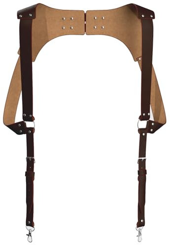 Voolup Hosenträger aus echtem Leder für Herren, Leder-Hosenträger im Vintage-Stil, handgefertigt, Braun, Standard