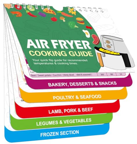 YAIY Feuille de triche magnétique pour friteuse à air - Guide de cuisson (français non garanti) - Tableau de cuisson magnétique pour friteuse à air britannique - Temps de cuisson Celsius - Aimant de