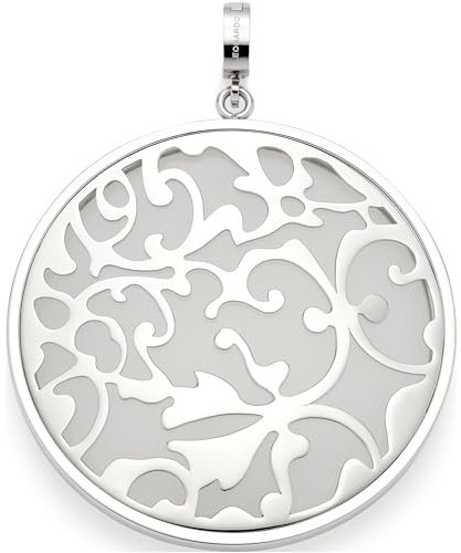 JEWELS BY LEONARDO Anhänger Clip & Mix Fabia • Ketten-Anhänger aus silberfarbenem Edelstahl • durchbrochenes Ornament und weißer Glasstein • Clip M (4,8 mm Ø) • Schmuck Geschenk für Frauen • 023601