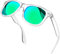 KANASTAL Occhiali da Sole Verdi Specchio Trasparenti Uomo Donna Polarizzati Specchiati Verde Montatura Trasparente UV400 Vintage Quadrati Classici Green Sunglasses -Lente Verde Cornice Chiara