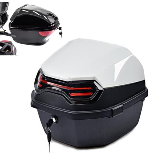 UYTOIZ Motorrad Topcase, Wasserdicht-Motorradkoffer, 36L Motorrad Heckbox Mit Sicherheitsschloss, Für Roller, Motorrad, Mofa & Quad, Einfach En Abnehmbar (Farbe : Weiß, Größe : 41x40x30cm)