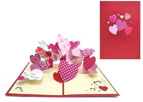 scicent Valentinstag Karte Hochzeitskarte Pop Up Liebe Grußkarte mit Umschlag Rosa Valentinstagkarten Hochzeitsgeschenk Karte Hochzeitseinladung - 22220
