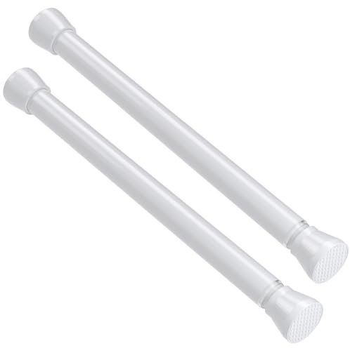 2PCS Shower Curtain Rod White 40-70cm Extendable Curtain Poles Curtain Rail Tension Rod Extendable Shower Curtain Rail Telescopic Curtain Rod No Drilling for Windows,Bathroom,Closet