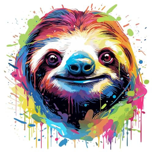 Designer Aufkleber/Sticker/Wandaufkleber/Decal/Fotosticker/Dekoration Vinyl - XL- bunt - Faultier Südamerika 02
