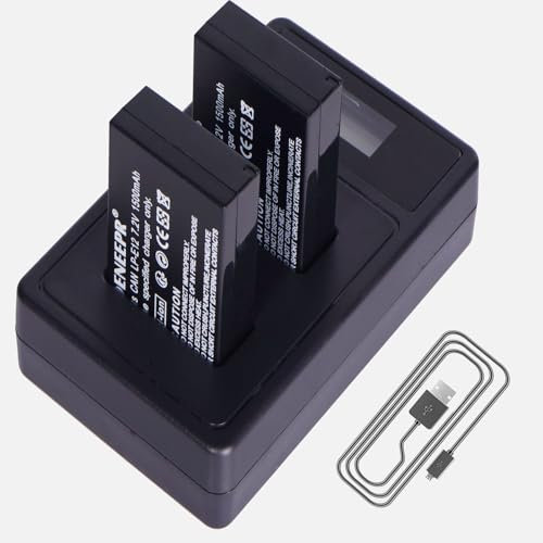 2 X DENEEPR 7.2V 1500mAh Li-Ion Batería LP-E12 + Cargador de LCD Compatible con Las cámaras Digitales Canon Rebel SL1, PowerShot SX70 HS, EOS M, EOS M10, EOS M50, EOS M100