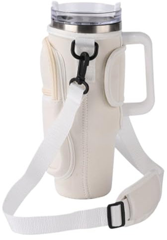 KOLZEMV portabotellas Bolsa de Botella de Agua para Stanley Cup, Funda de Botella de Agua de Moda con Correa y Bolsillo para Teléfono Funda Termica Botella Agua para Vaso Stanley de 40 onzas
