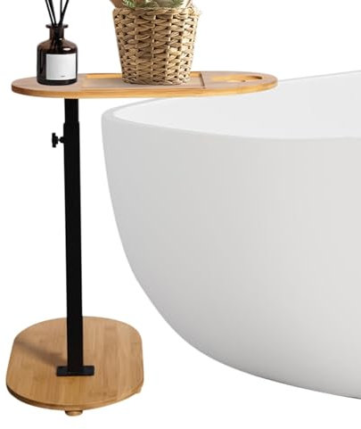 GjnjfdF Badewannen-Stehtablett-Tisch,Badewannen-Tablett-Tischständer - Höhenverstellbares freistehendes - Badewannen-Beistelltisch, Badezimmer-Badewannen-Organizer für Bett, Couch-Komfort