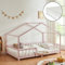 [en.casa] Kinderbett Treviolo mit Matratze 120x200cm Hausbett Holzbett für Kinder mit Rausfallschutz Bettgestell mit Lattenrost Spielbett Kiefernholz Rosa