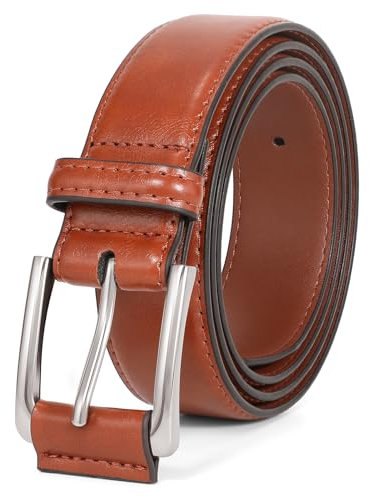 JasGood Ledergürtel Herren Gürtel Herren aus Kunstleder für Männer Anzug Business Jeansgürtel 33mm Breit Herrengürtel mit Dornschließe,Braun,110cm