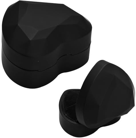 Jinlaili Ringschachtel Hochzeit, 70x65x45MM Ringschatulle Doppelte mit LED, Ringbox mit Samt Interieur, Schmuck Präsentationsbox, Herz Ringkästchen für Verlobung Hochzeit Zähler Display (Schwarz 3)
