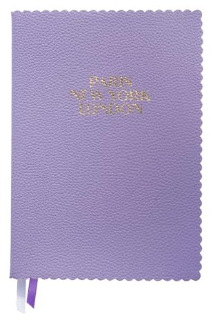 ARTEBENE MAJOIE Notizbuch DIN A5 – Schreibbuch in veganer Leder-Optik, welligen Rändern & 2 Lesezeichenbändern (Städte, Lila)