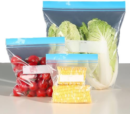 70 Stück Gefrierbeutel Wiederverwendbar, Gefrierbeutel mit Zipper, Silikonbeutel Lebensmittel Zipper Beutel, Aufbewahrungsbeutel Sandwichbeutel Küche Beutel für Gemüse Milch Snacks Fleisch - 3 Größen