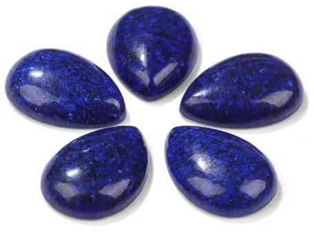 BSGUZ 10 Stück natürliche Wassertropfen-Stein-Cabochon-Perlen, halbflache Tropfen-Kamee-Perlen, passend für DIY-Schmuckringe, Ohrringe, Broschen, Zubehör, Nr. 3, Lapislazuli, 18 x 25 mm