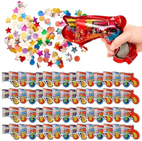 60 Stück Konfettikanone, Party Confetti Kanone, Konfettipistole, Konfetti Pistolen Set, Popper Konfettipistolen Geeignet für Karneval, Geburtstag, Hochzeit, Silvester, Jubiläen