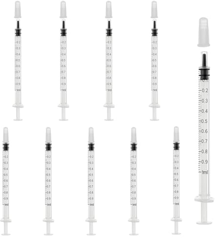 10 Stück Spritzen 1ml mit Kappe, 1ml Einwegspritzen Ohne Nadel, Kunststoff Dosier Futterspritze für Wissenschaftliche Labor FlüSsigkeitsmessung Kolostrum TierfüTterung PflanzenbewäSserung