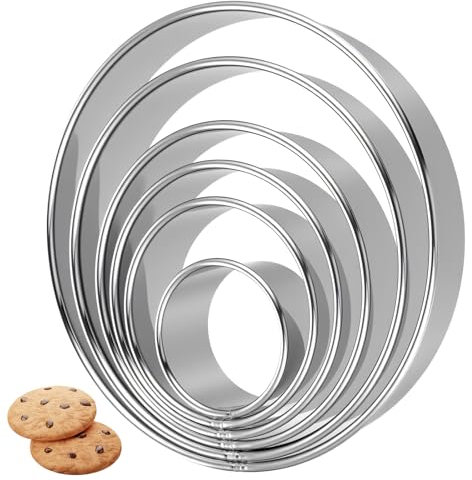 6 Stück Ausstechformen Rund, (15,5 cm|13,2 cm|11 cm|9 cm|7,7 cm|5,2 cm)Edelstahl Circle Cookie Cutter Set, Großer Ausstecher Rund, Donut Ausstecher Ring, Ringe Keksformen für Kekse Kekse Kuchen Backen