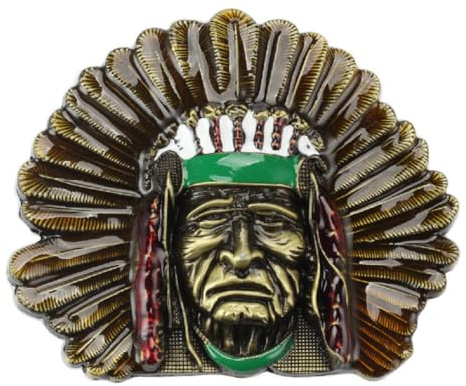 Fachoice Gürtelschnalle Herren Indianerhäuptling Krieger Gürtelschnalle Stammeshäuptlingskopf Schmuck Indianerhäuptling-Kopfschmuck