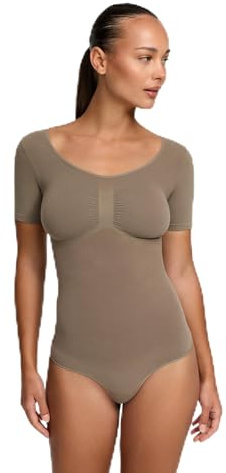 creamy fabrics Shapewear Damen Bauchweg Kurzarm Body mit Slip stark formend | Body Shaper Damen mit kurzen Ärmeln und weichem Stretch für glatte Looks unter Kleidern Hosen Jumpsuits und festliche Outfits